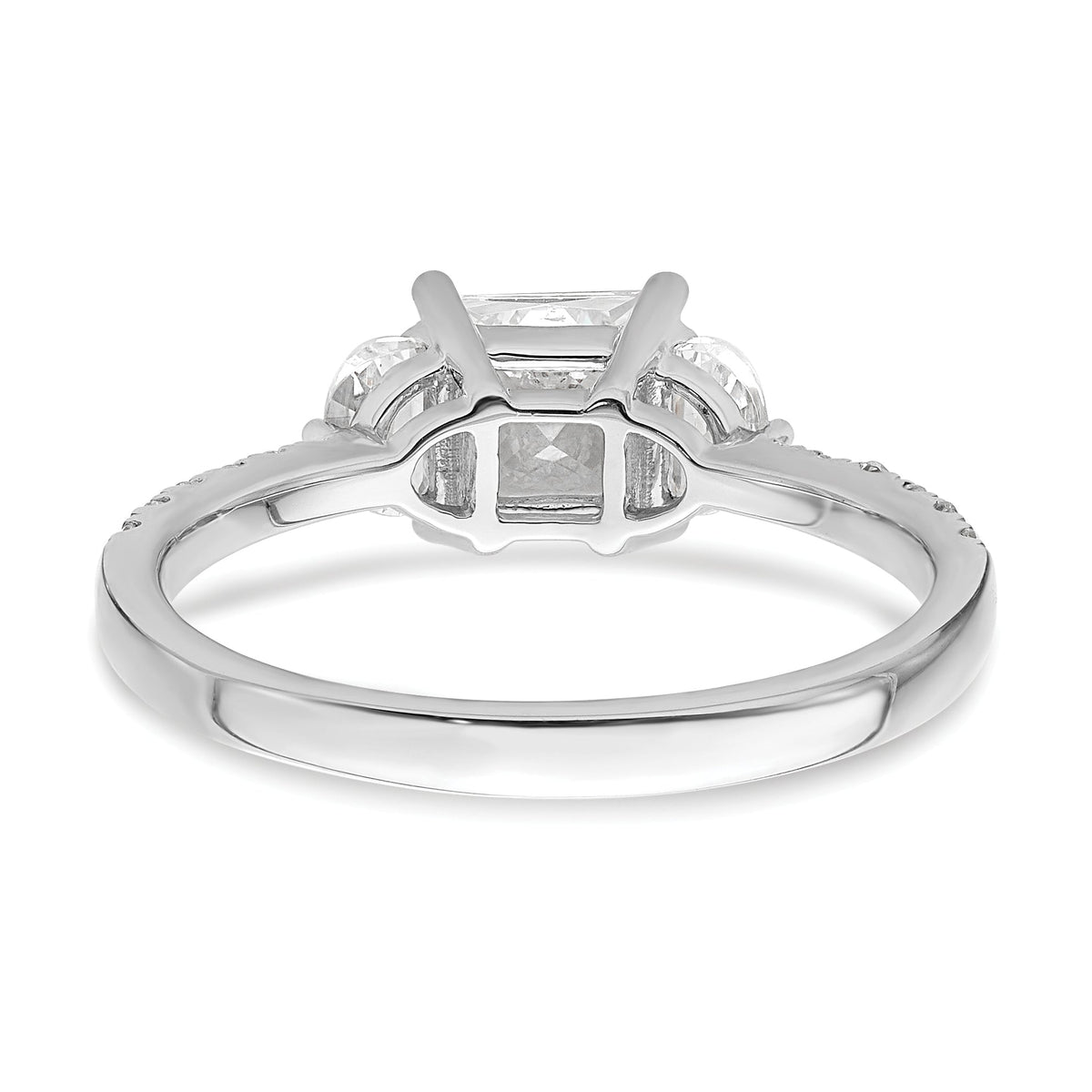 14k White Gold 3 Stone Half Moon/Princess Cut CZ Ring R377