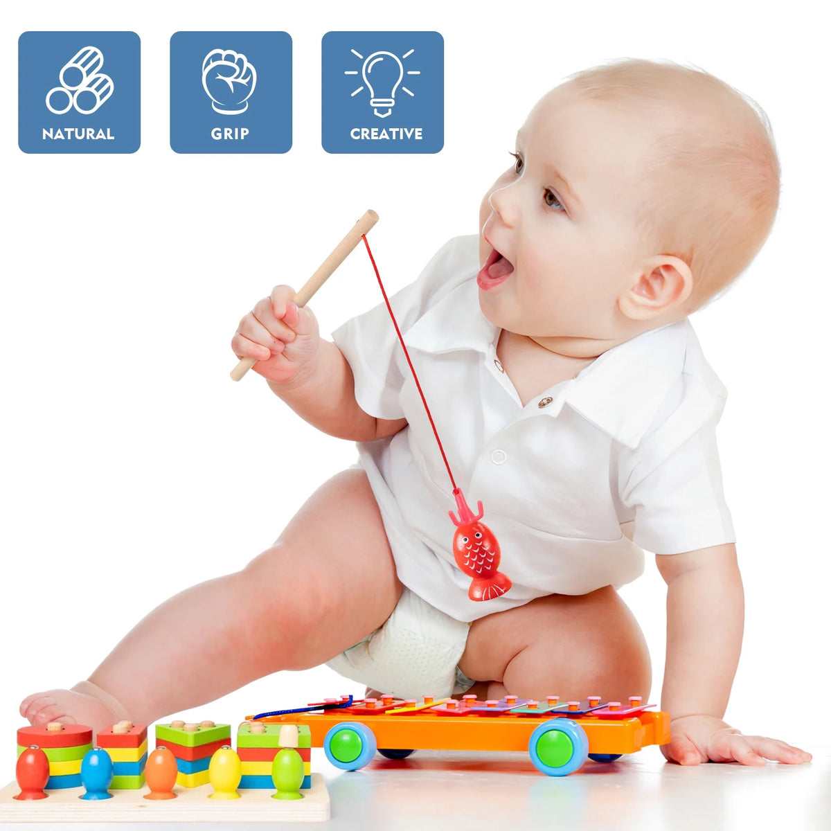 Magnetic Fishing Toys with Wooden Poles G294336