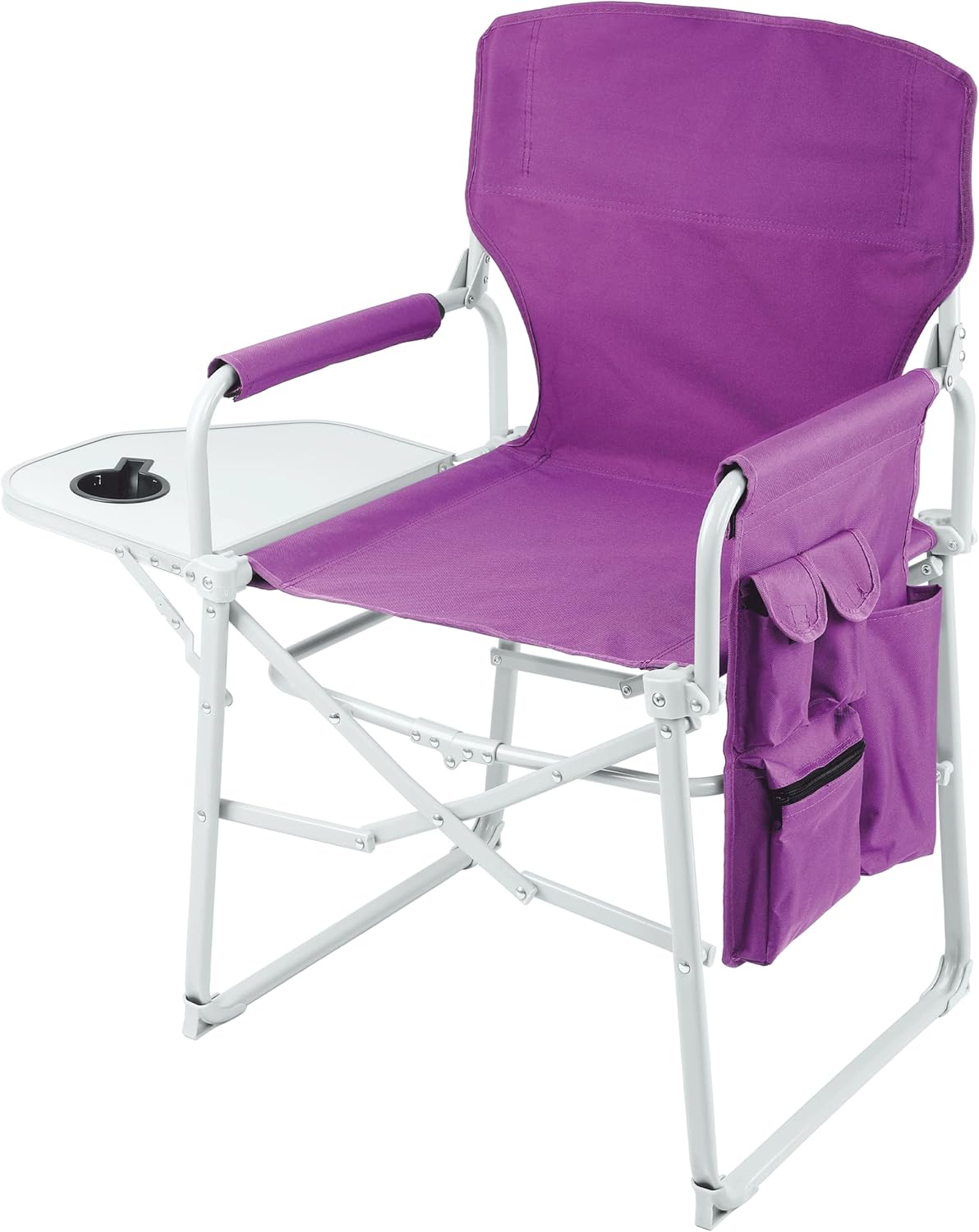 Steel Frame Director’s Chair with Attached Table Lightweight Folding Outdoor Chair L723