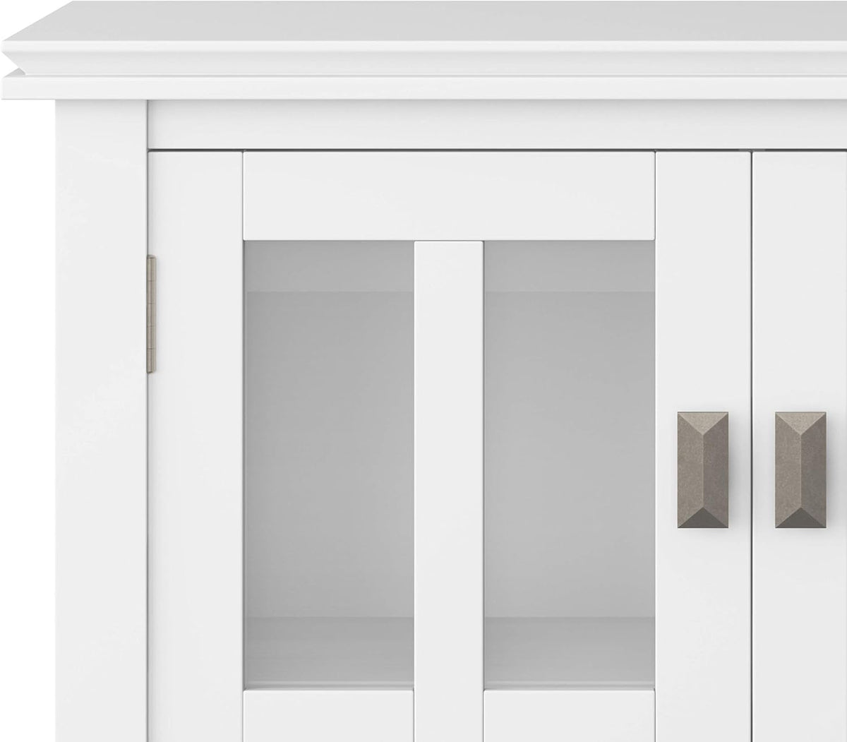 White 30 inch Low Storage Cabinet with 2 Glass Doors Y671