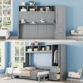 Queen Size Murphy Bed with Closet Storage Drawers Shelf and Desk White J312751