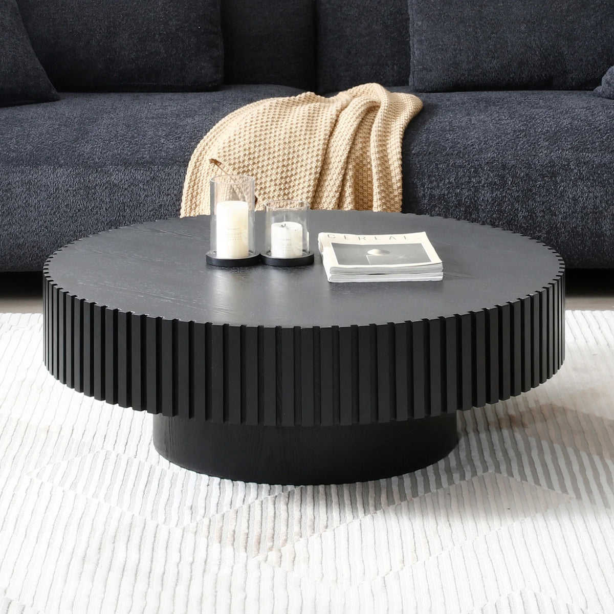 Black MDF Round Coffee Table Q210344