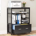 White Wood Lateral File Cabinet with Drawer and Open Storage Shelves W828949