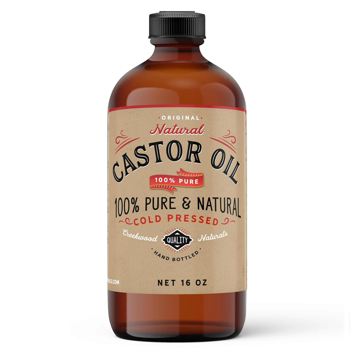 100% Pure Cold Pressed Castor Oil in Glass Bottle F91355