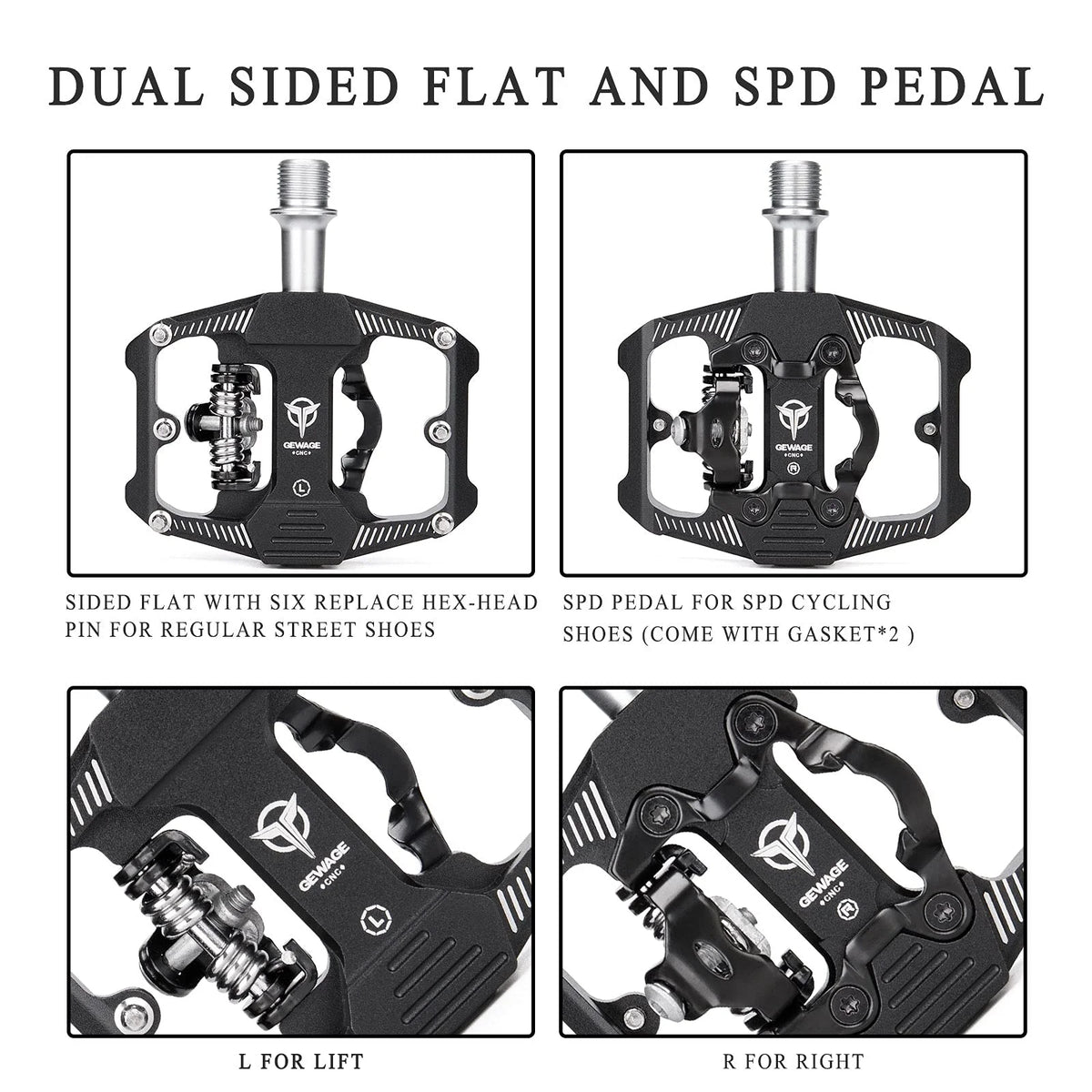Dual Sided Bike Pedals with 3 Sealed Bearings W1331
