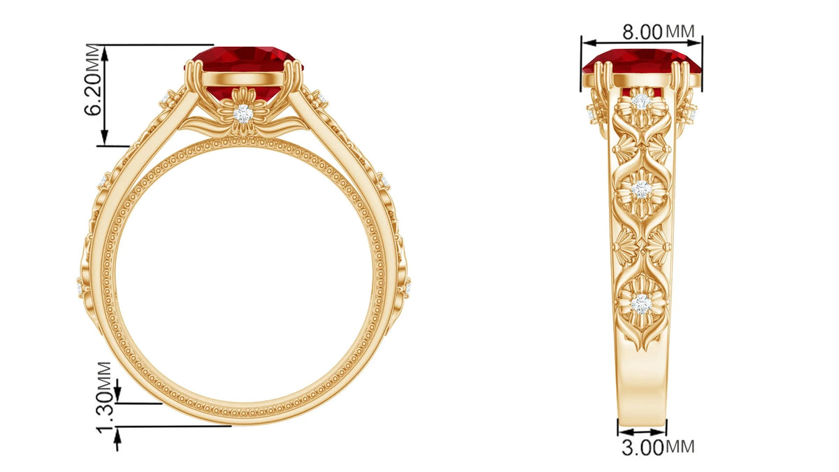 2.5 CT Lab Created Ruby and Moissanite Engagement Ring in Gold, 925 Sterling Silver W465674