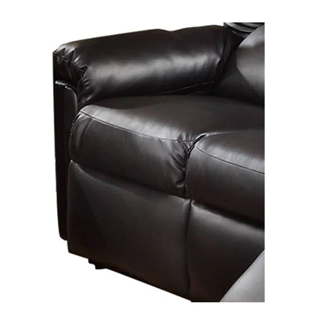 Black 3 Seats Bonded Leather Manual Reclining Sofa L3103