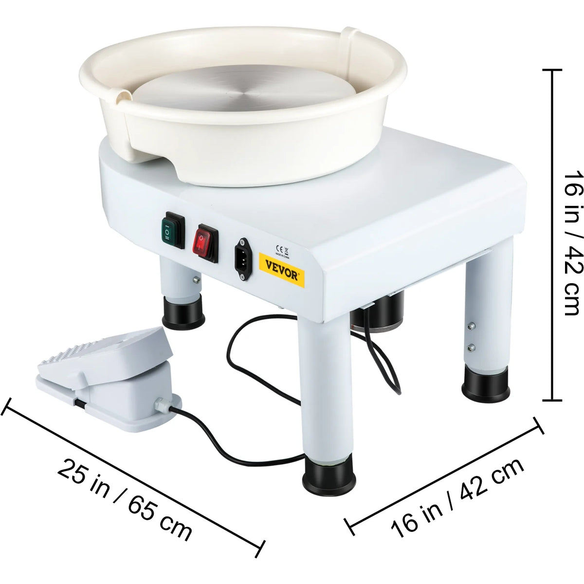 11in Ceramic Pottery Wheel with Foot Pedal and Detachable Basin R6794