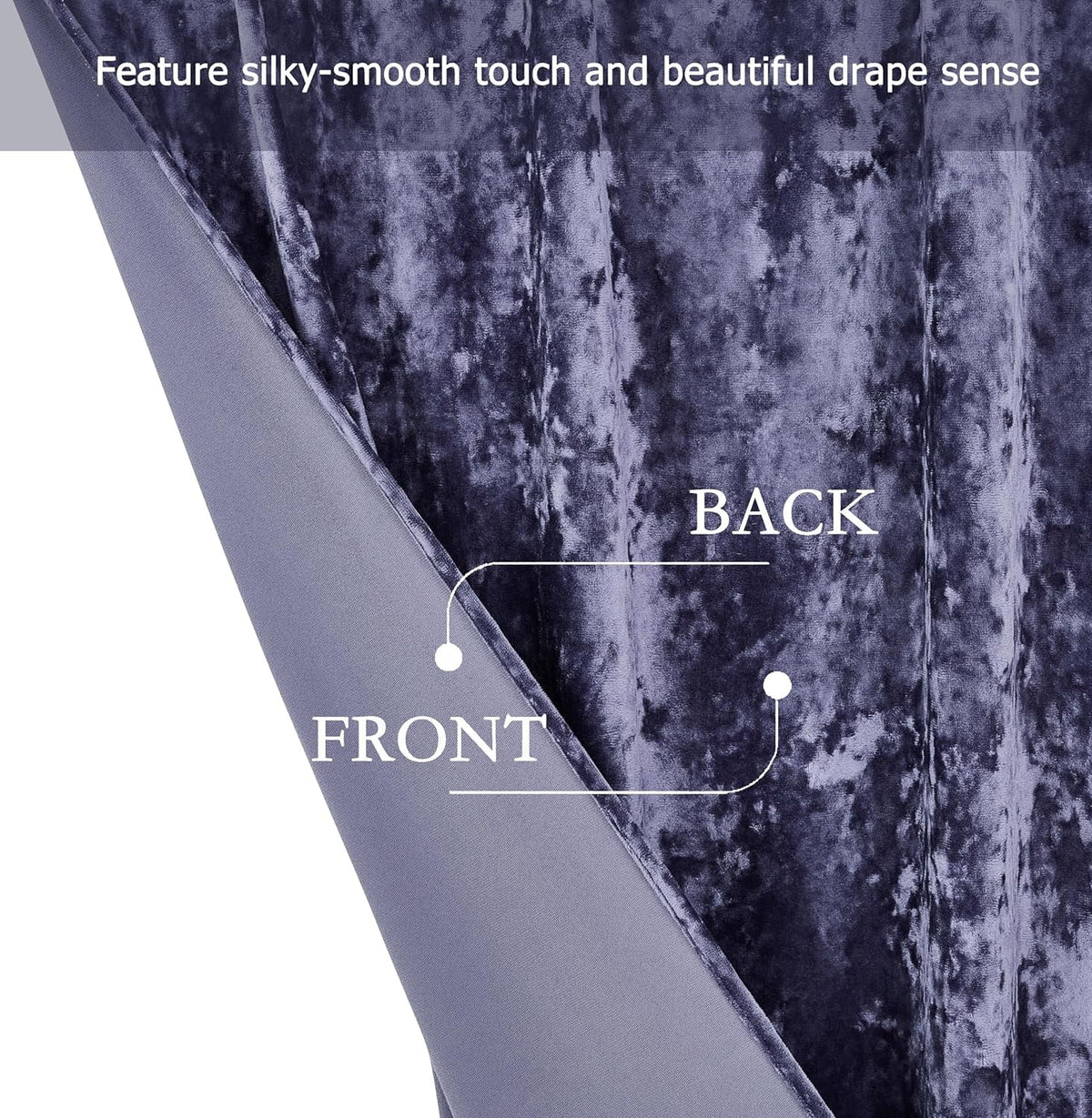 Purple Crushed Velvet Curtains 2 Panel Set 50" W x 84" L O39879