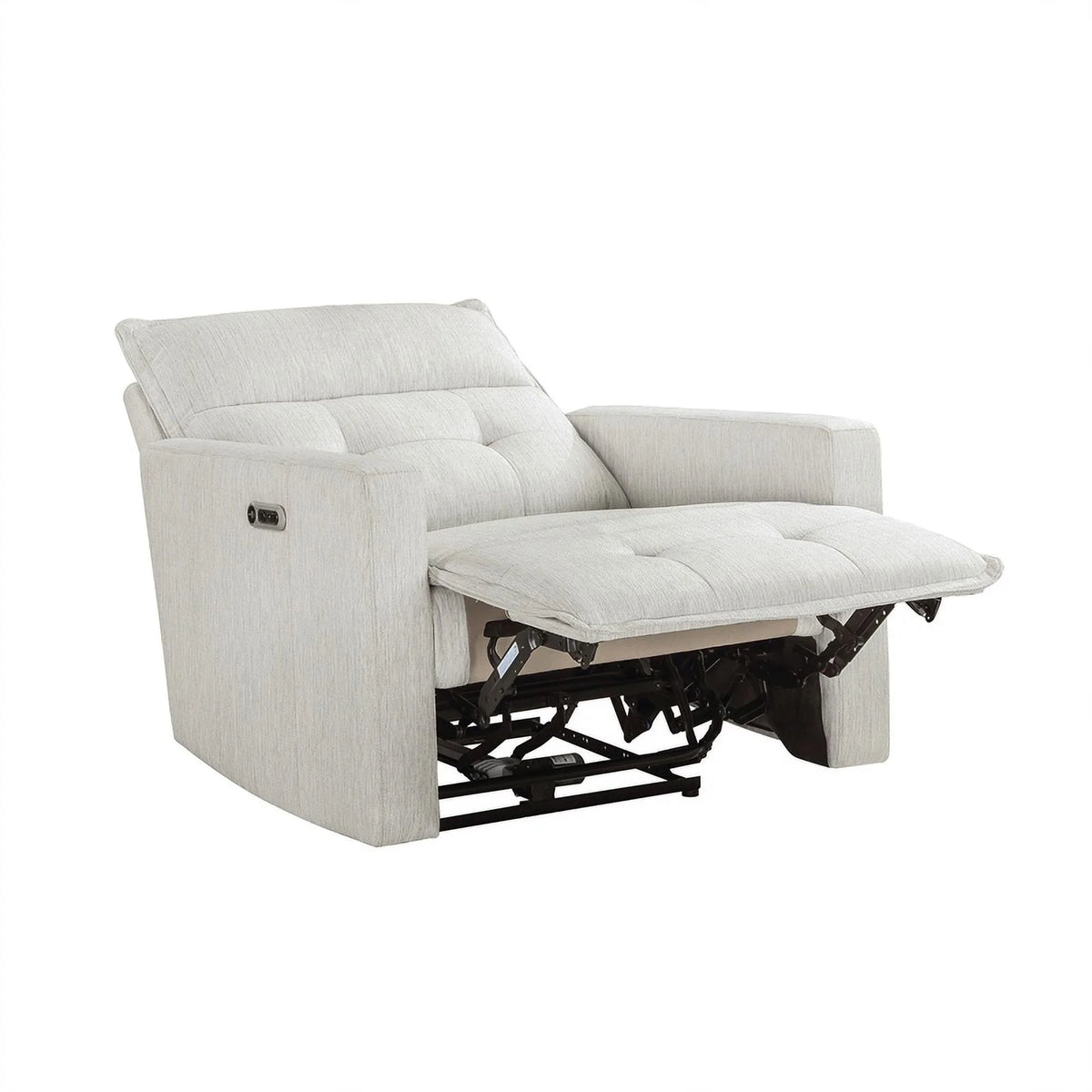 White Fabric Power Reclining Chair with Power Headrest U5441