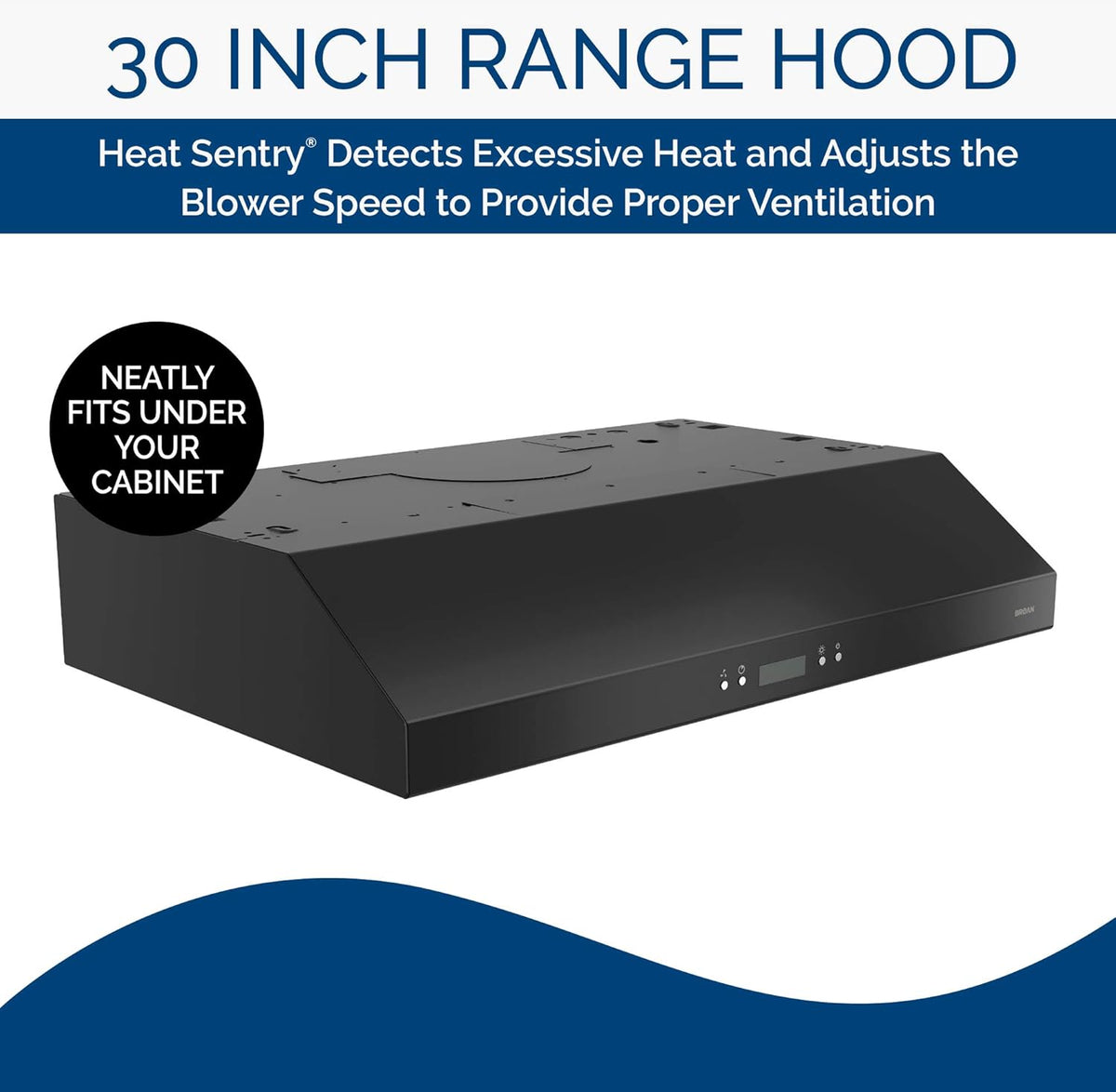 Black 30-Inch Under Cabinet Range Hood with Light Exhaust Fan, 400 CFM O59528