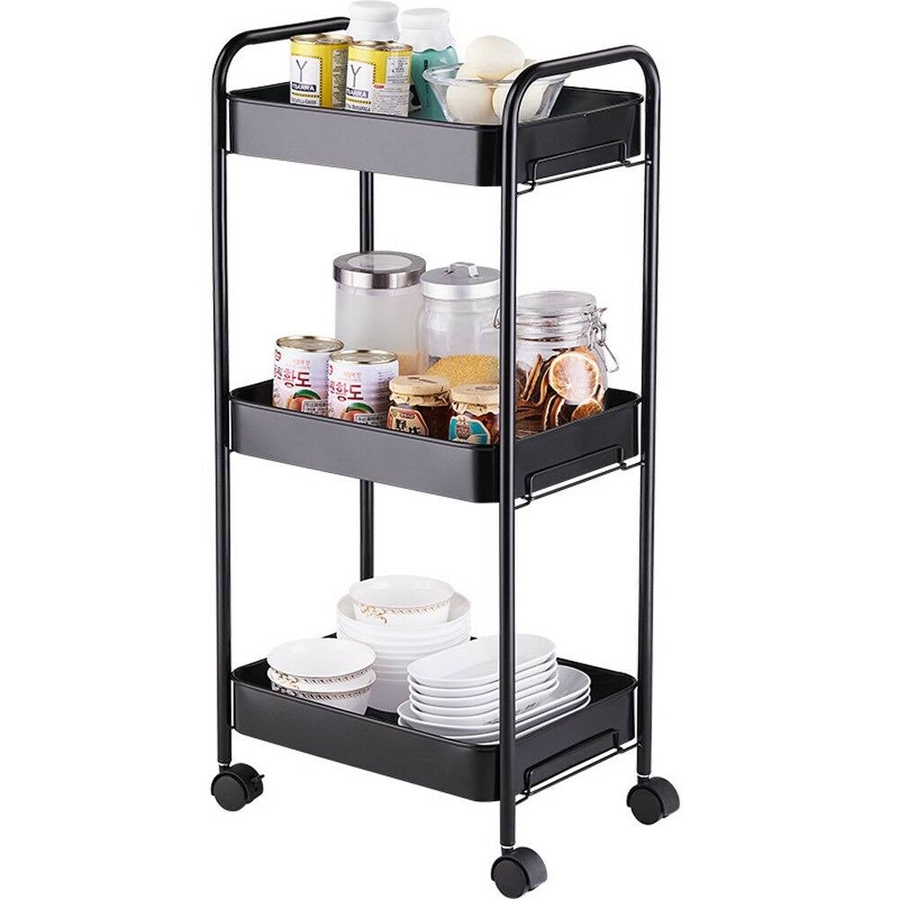 Blue 3-Layer Mobile Utility Trolley with Casters H19717