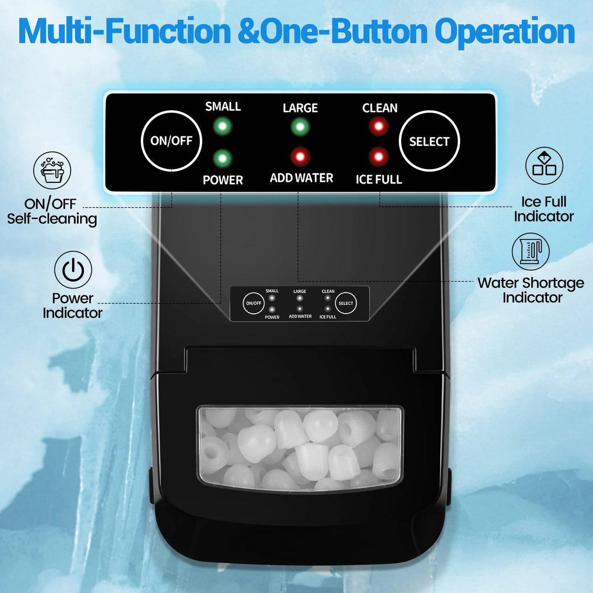 Portable Countertop Ice Maker with Ice Scoop and Basket T270608