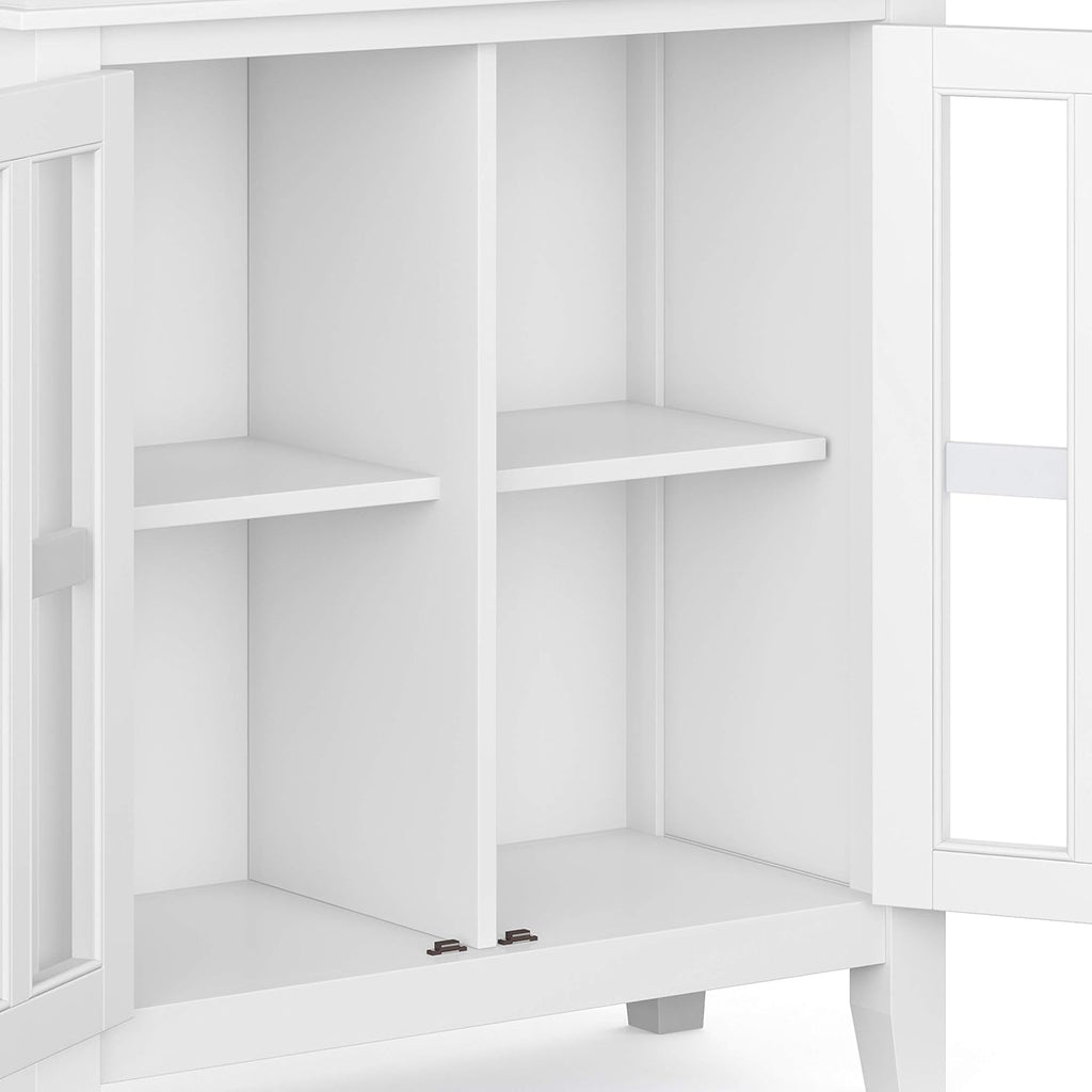 White 30 inch Low Storage Cabinet with 2 Glass Doors Y671