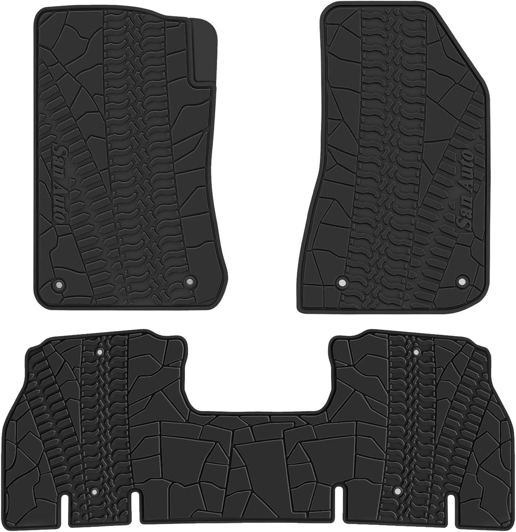 Black Red Rubber Car Floor Mat Full Set 4 Pieces N33803