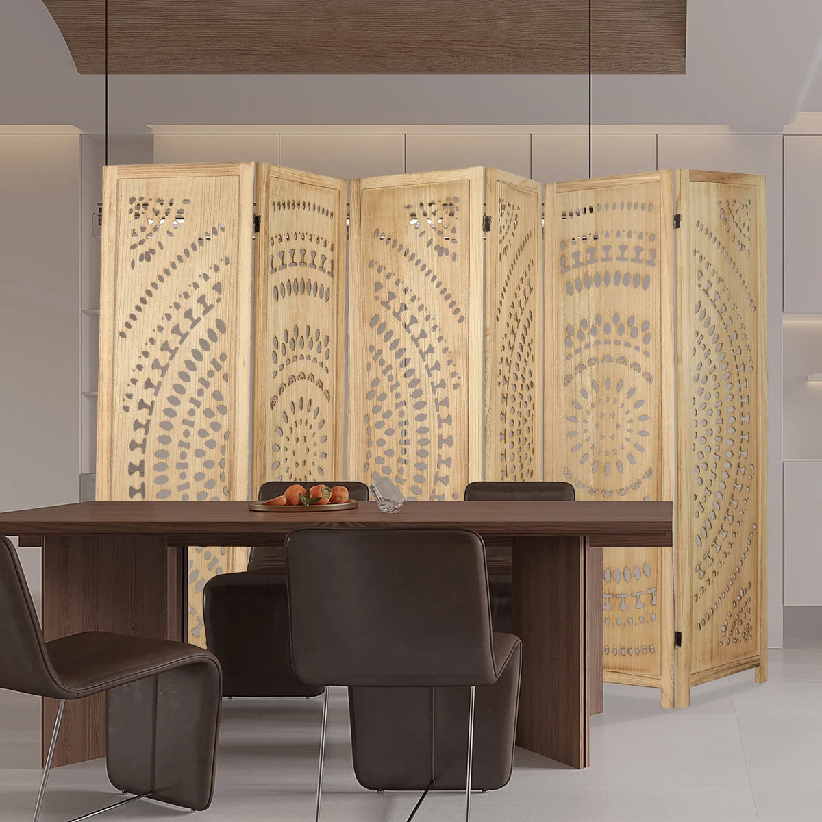 Carved Wood Room Divider and Folding Privacy Screen H5025