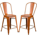 Distressed Orange Metal Counter Height Stool 4 Stools G90273