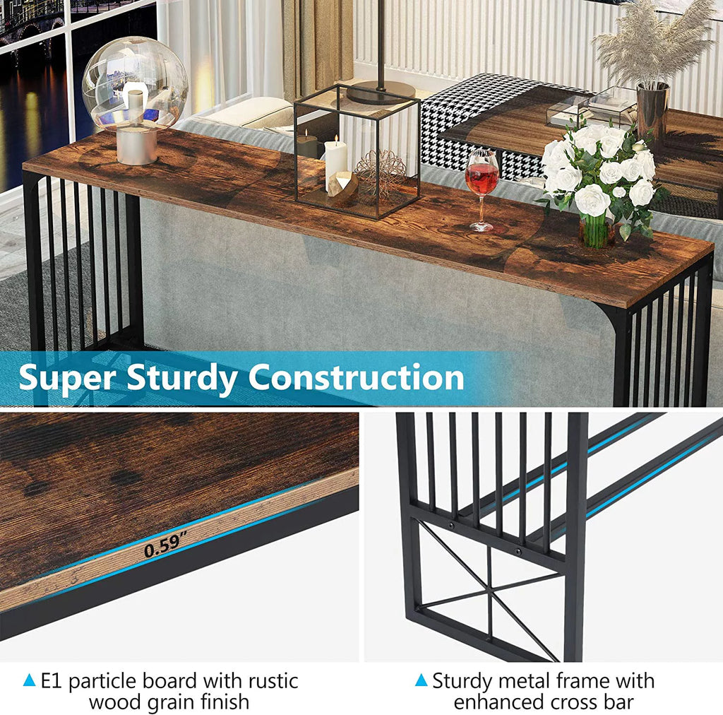 70.9 inch Sofa Console Table Rustic Brown B253