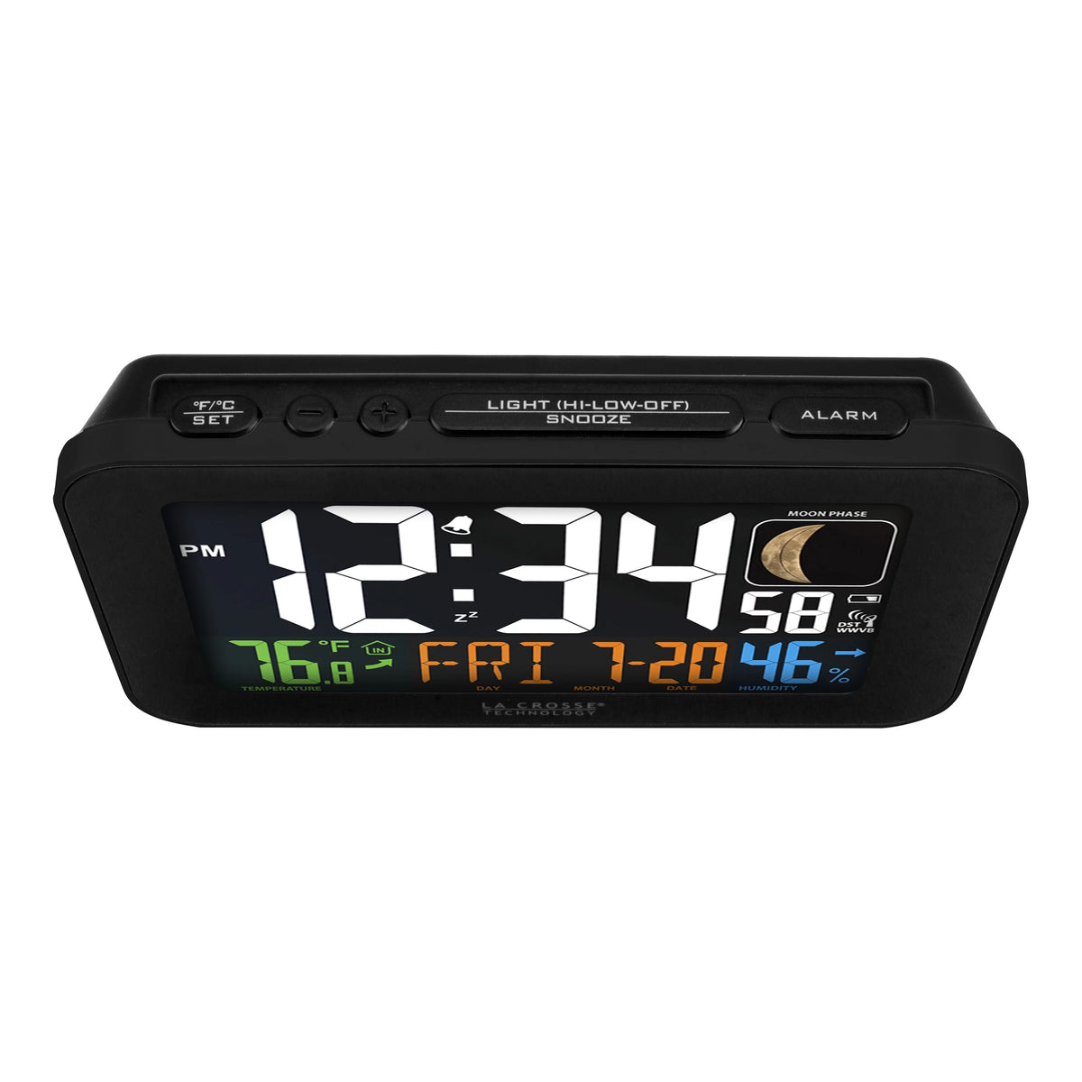 Black Atomic Alarm Clock with USB Charging Port B69196
