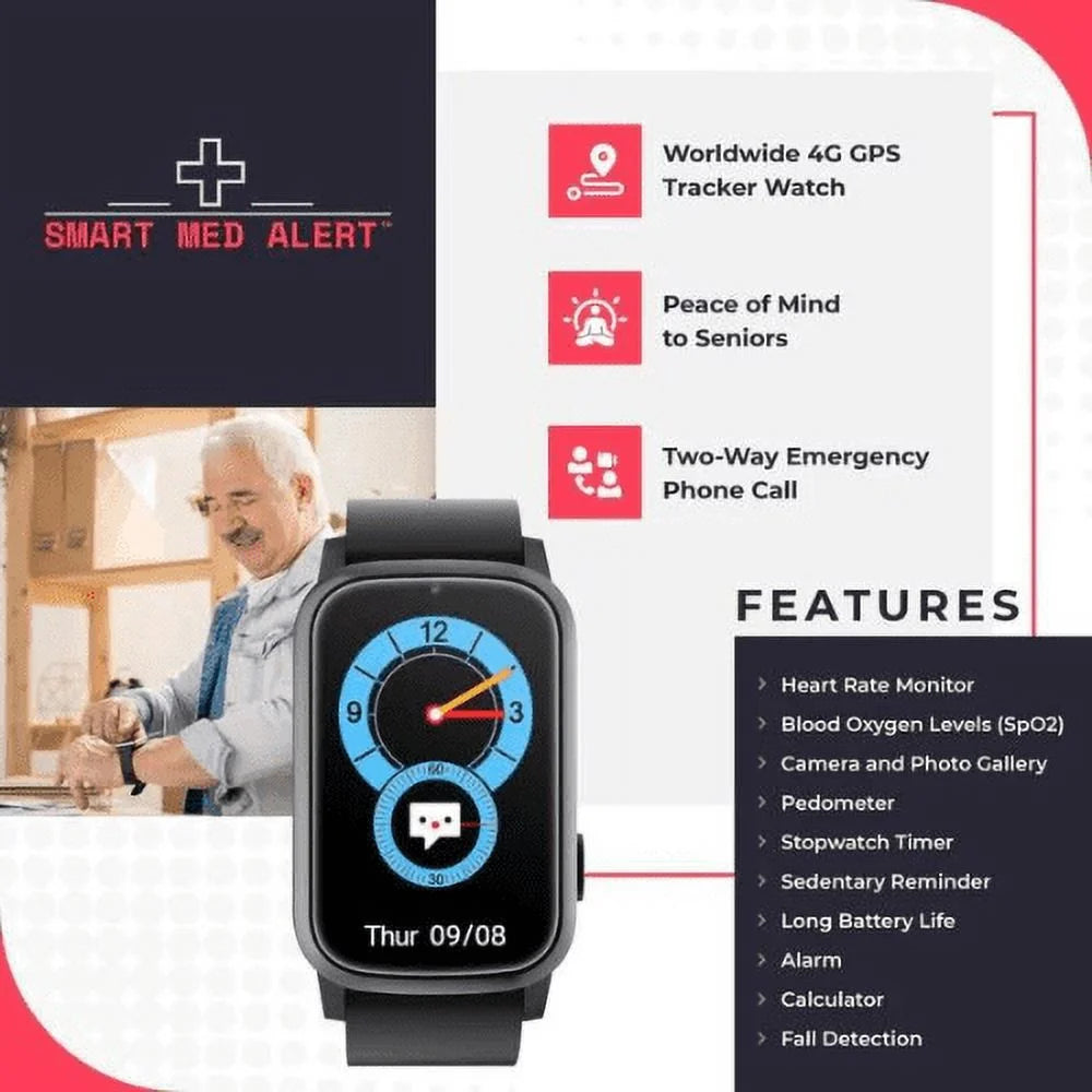 Medical Alert 4G Cellular Rectangular Smart Watch S6257