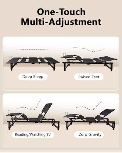 Queen Adjustable Bed Base Frame Black Metal D251