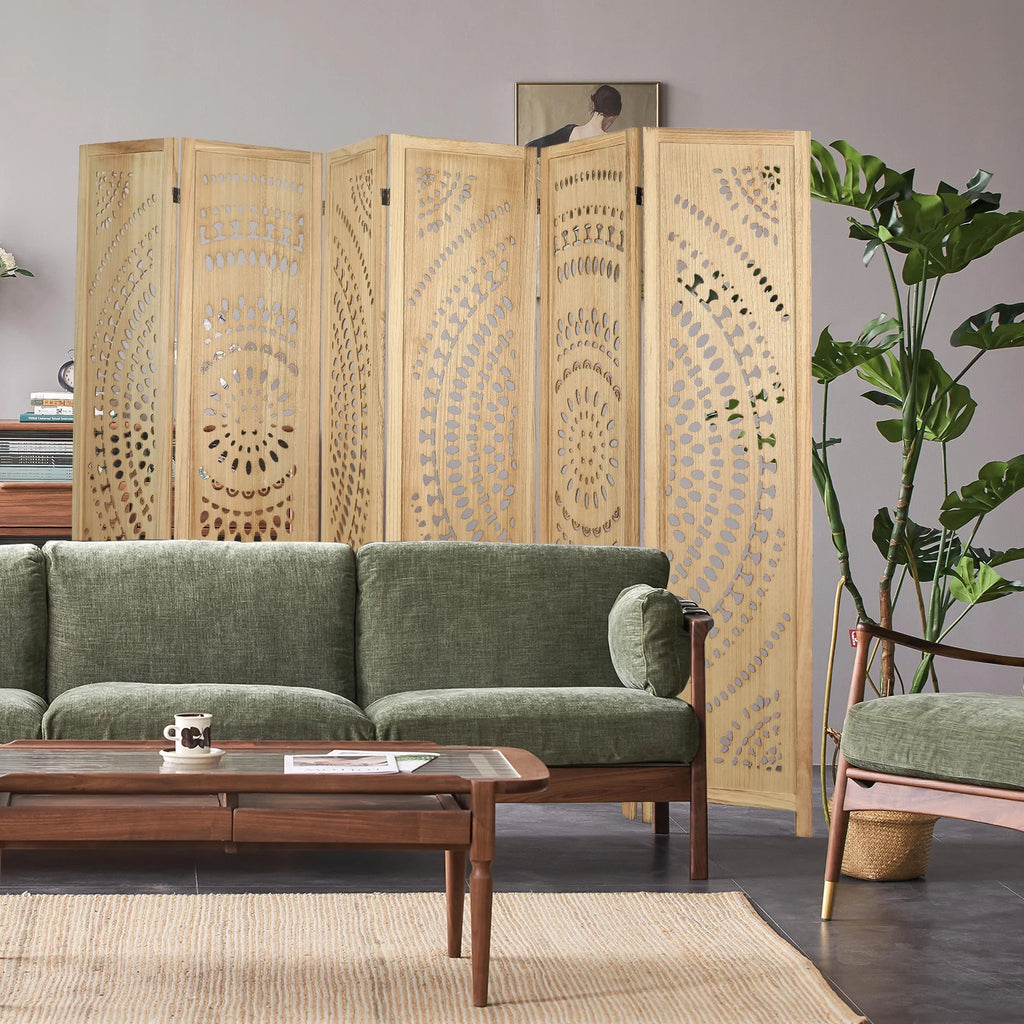 Carved Wood Room Divider and Folding Privacy Screen H5025