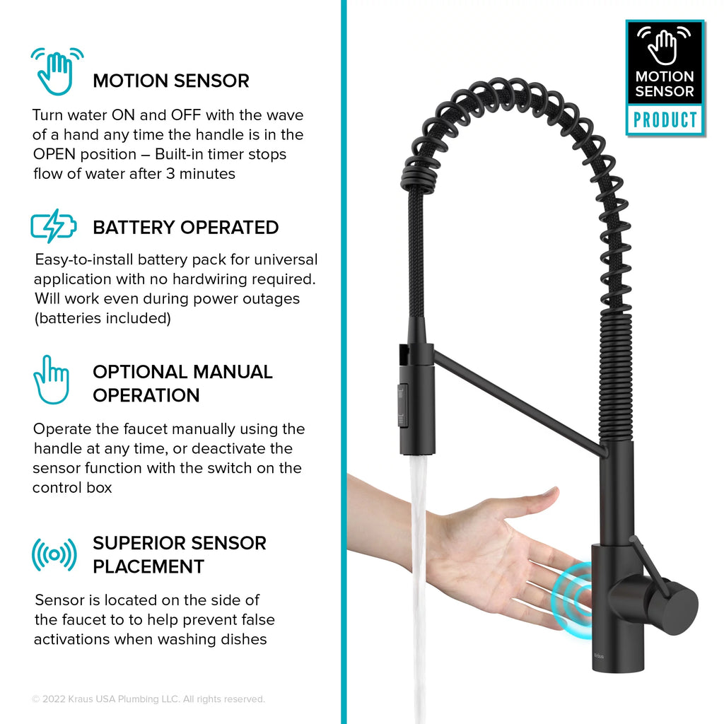 Matte Black Touchless Pull-Down Kitchen Faucet A34597