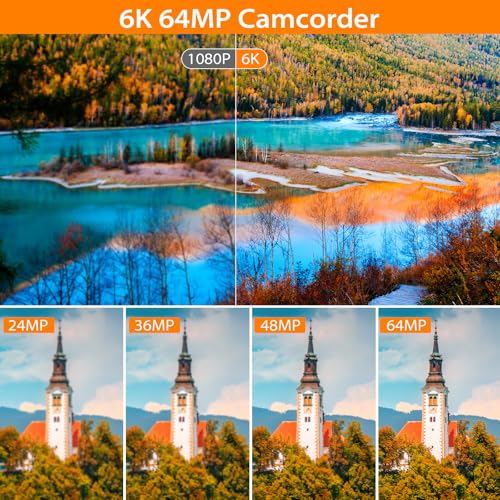6K Camcorder with Microphone, 2.4G Remote Control, 2 Batteries & 32G SD Card R2765
