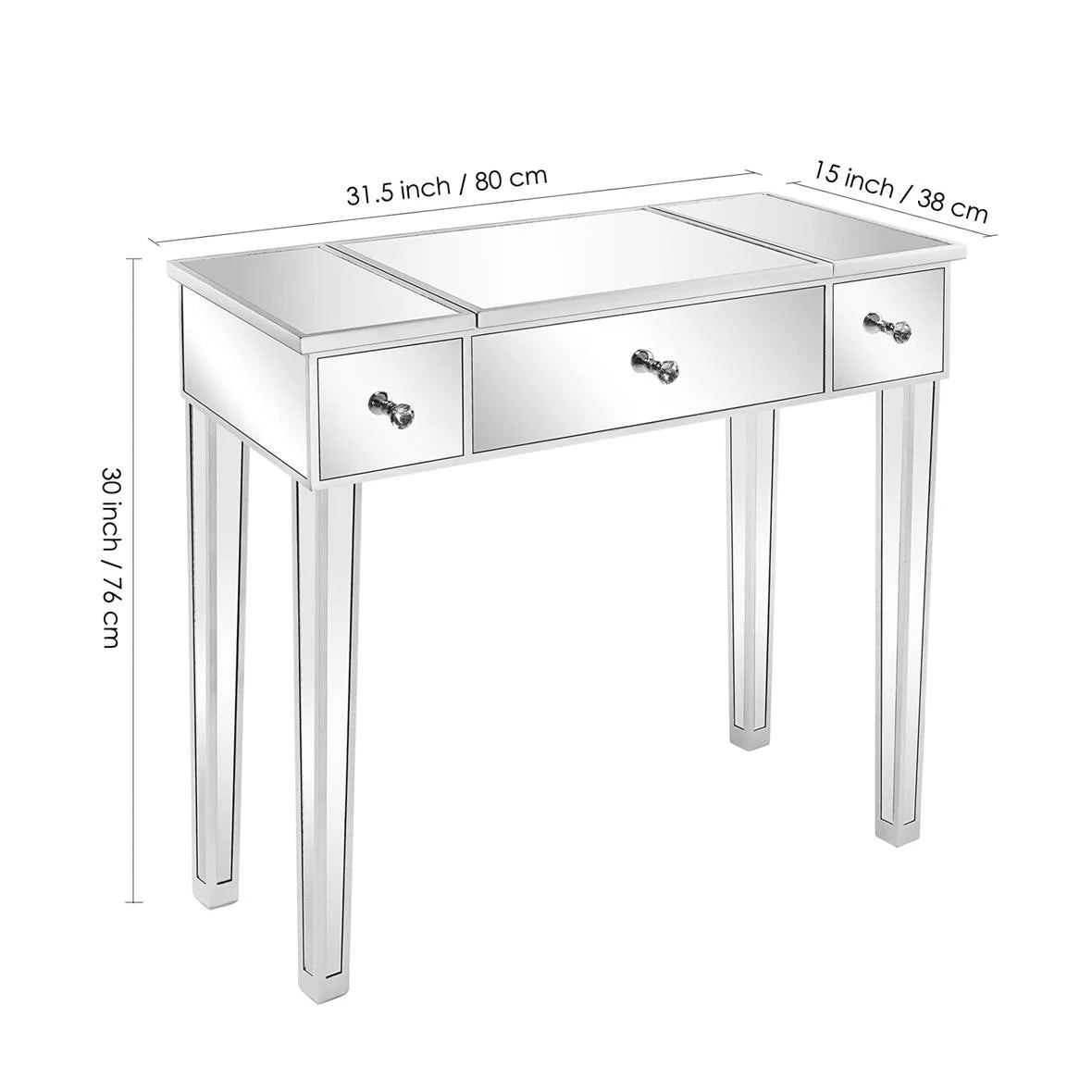Wood Vanity Table with Flip-top Mirror 3 Drawers S787
