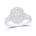 14K White Gold Emerald Diamond Halo Engagement Ring B679893