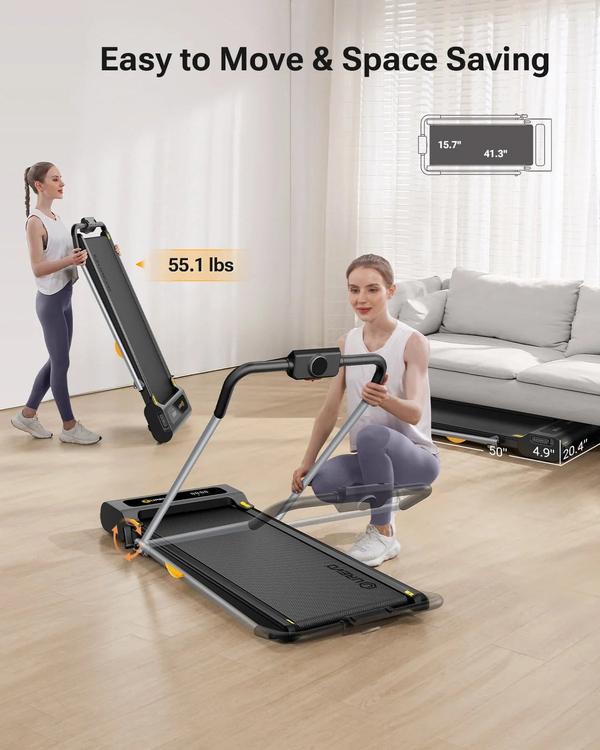 2 in 1 Under Desks Treadmill 2.5HP Folding Treadmill with Remote Control 265lb I698
