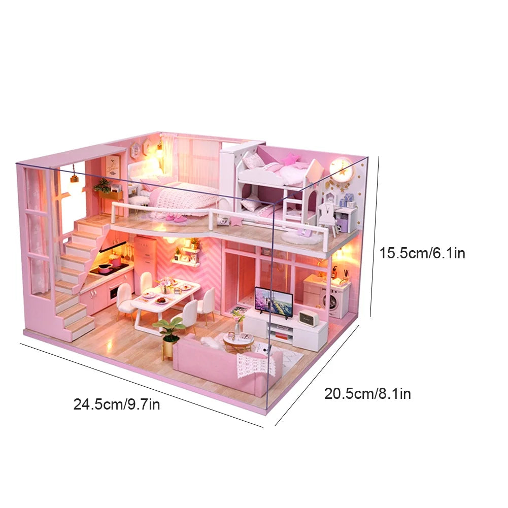 Pink Wooden Dollhouse Kit U53550
