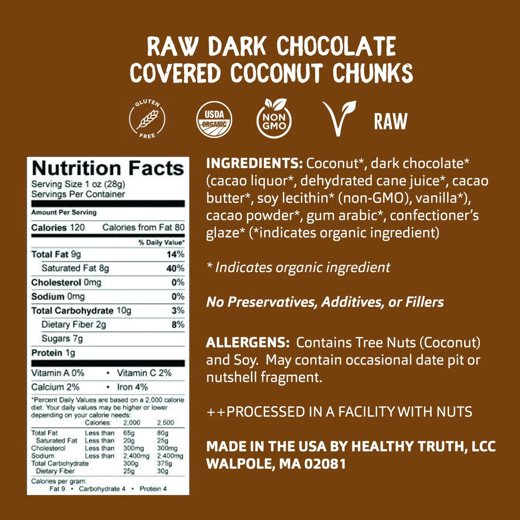 Organic Dark Chocolate Covered Coconut Chunks 1.4oz M7926