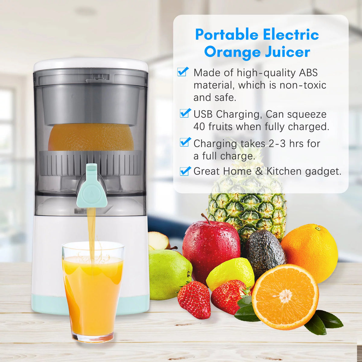 Electric Orange Juice Squeezer Portable Citrus Juicer USB Powered Detachable Washable Y83119
