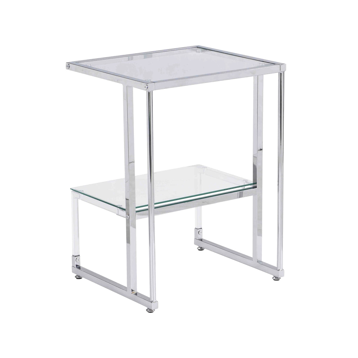 Chrome 2-Tier Acrylic Glass Top C Shape Side Table J1958