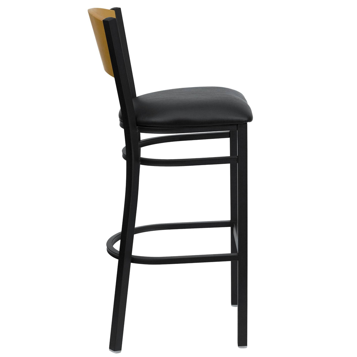 Black and Natural Brown Circle Back Restaurant Barstool J7070