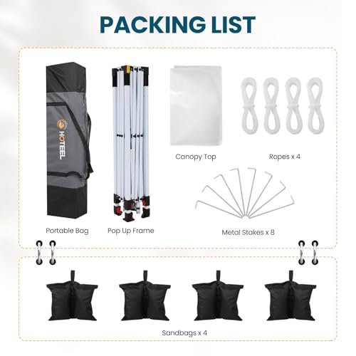 10x20 Pop Up Canopy Tent with 6 Sidewalls, Wheeled Bag & 4 Sandbags, White L399