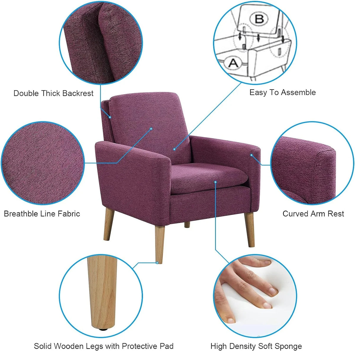 Purple Fabric Accent Chair S156