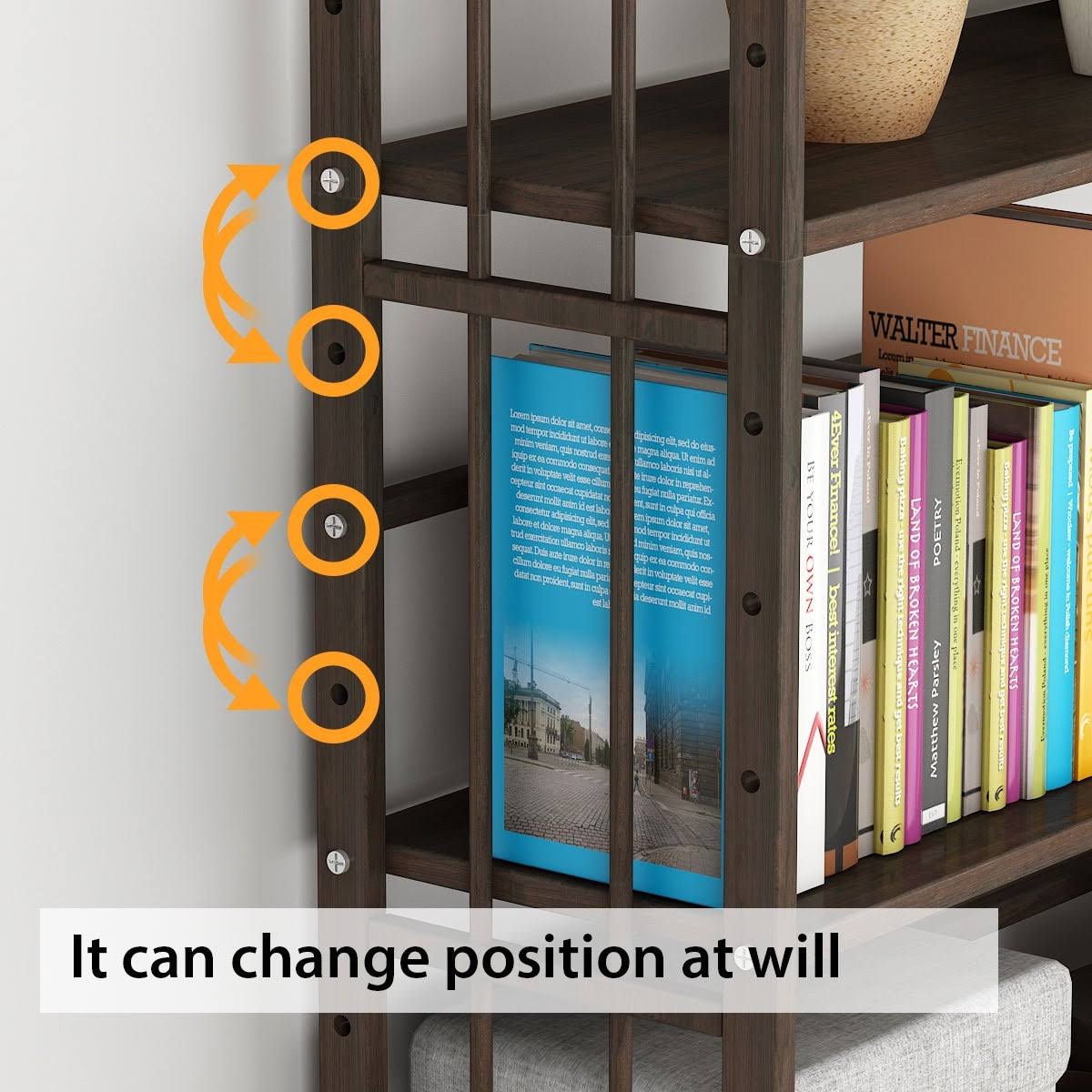 5 Shelf Solid Wood Bookshelf X64438