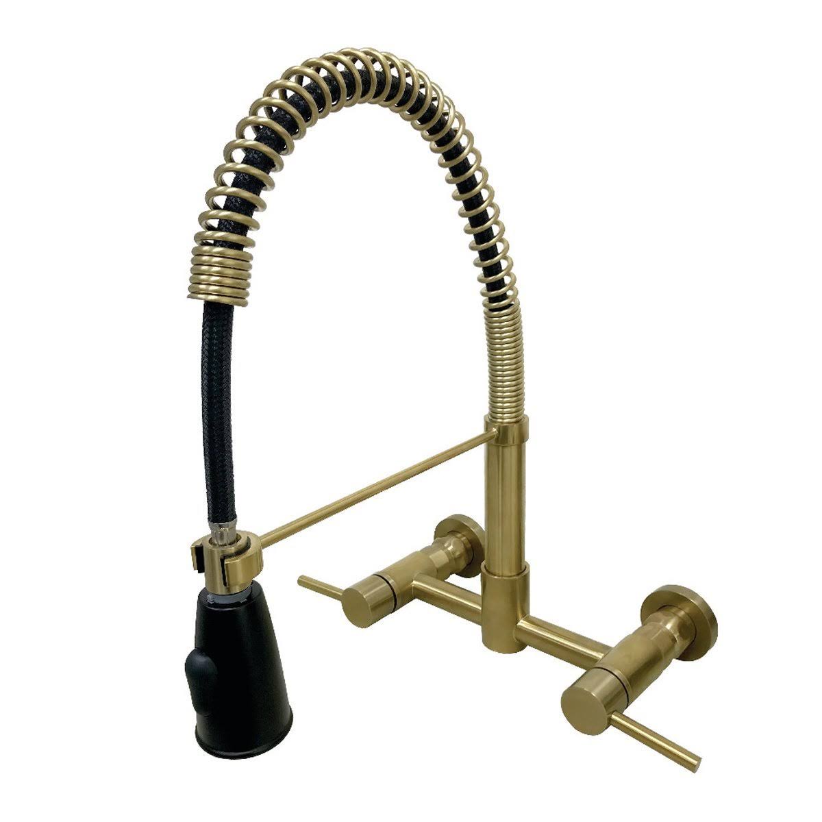 Oil Rubbed Bronze 2-Handle Wall Mount Pull-Down Kitchen Faucet R81690