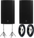 1300W 12 Powered Loudspeakers Bundle with Steel Speaker Stand and XLR-XLR Cable Q5012