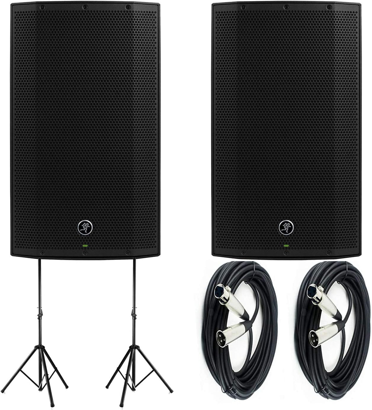 1300W 12 Powered Loudspeakers Bundle with Steel Speaker Stand and XLR-XLR Cable Q5012