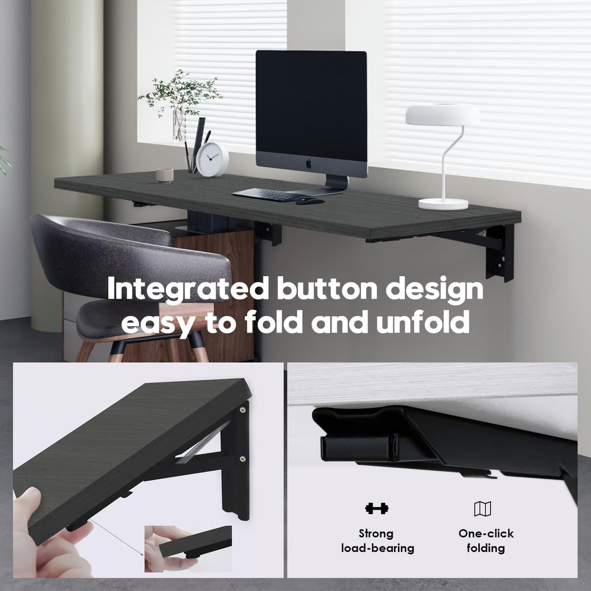 Wall Mounted Folding Table with 40" x 20" Solid Wood Tabletop C913847