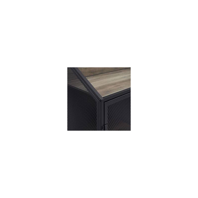 33 inch Grey Wash Bar Cabinet with Metal Mesh Q688925