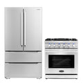2 Piece Kitchen Appliance Packages with Gas Range & French Door Refrigerator E962