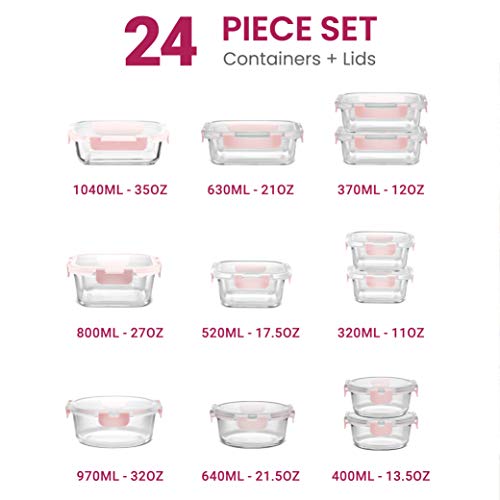 24 Piece Glass Storage Containers with Lids, Blue A84816