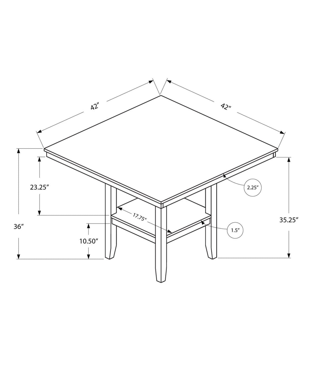 Cappuccino Counter Height Dining Table B3250