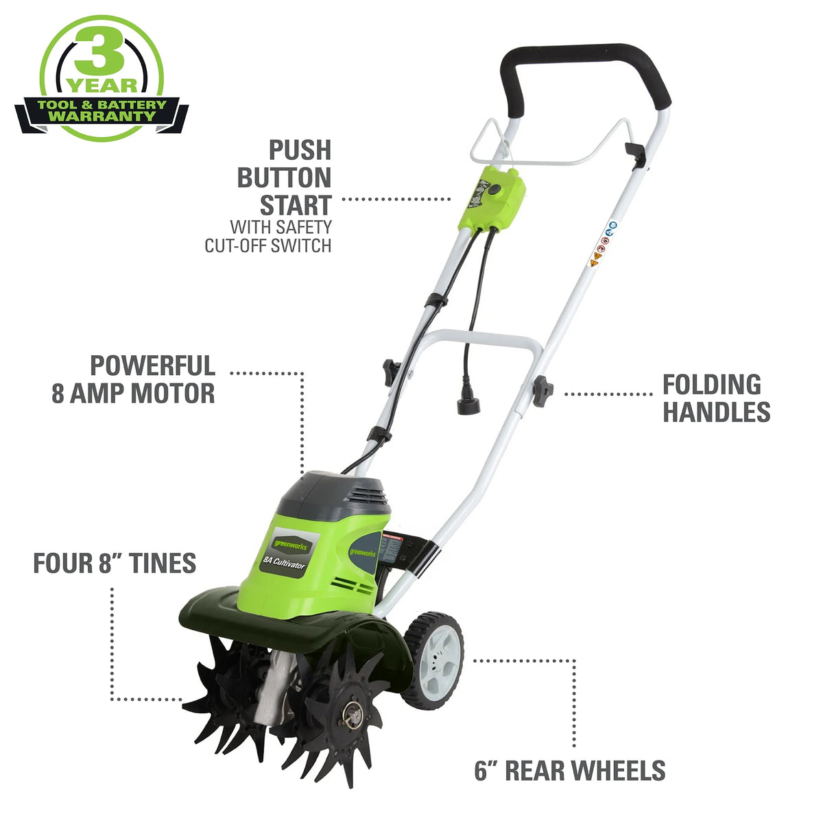 8 Amp 10-inch Corded Electric Cultivator/Tiller H425419