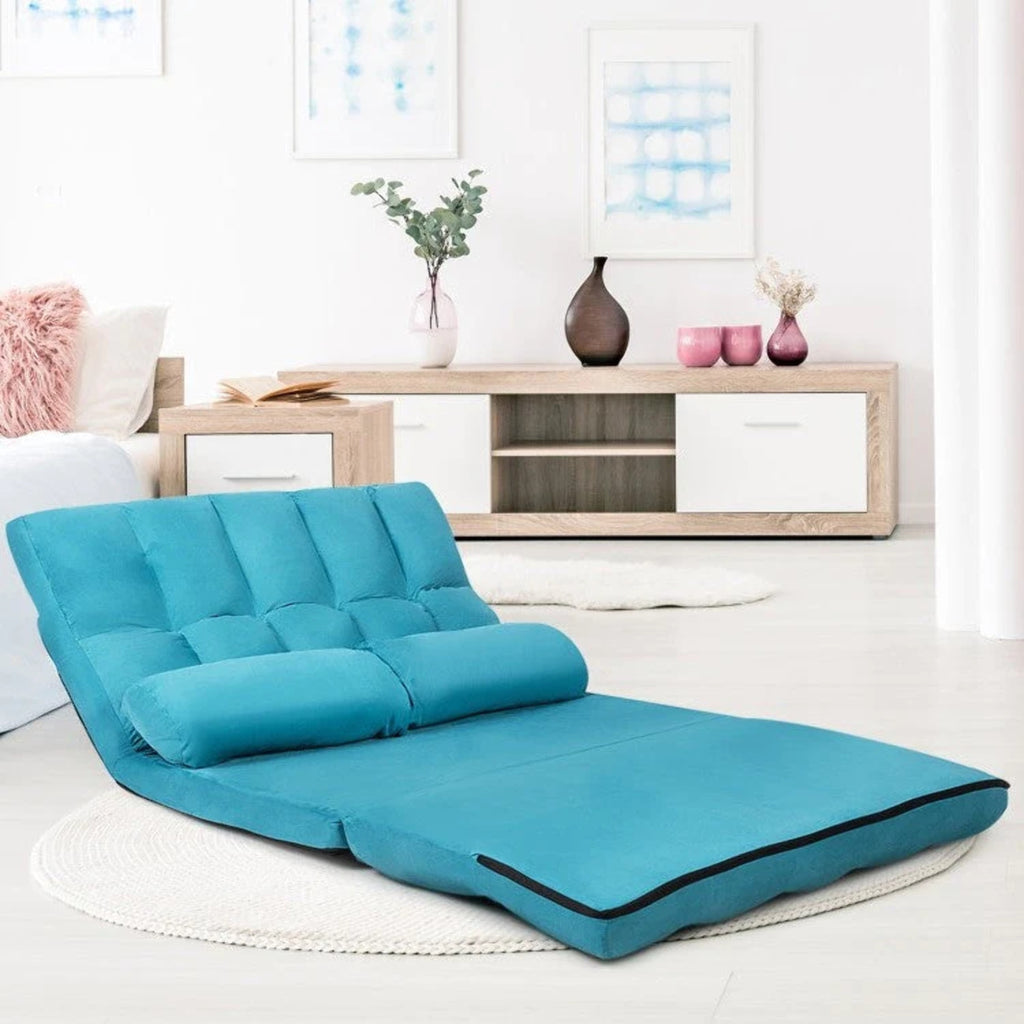 Teal Blue Foldable Floor Sofa Bed with Cloth Cover J30932