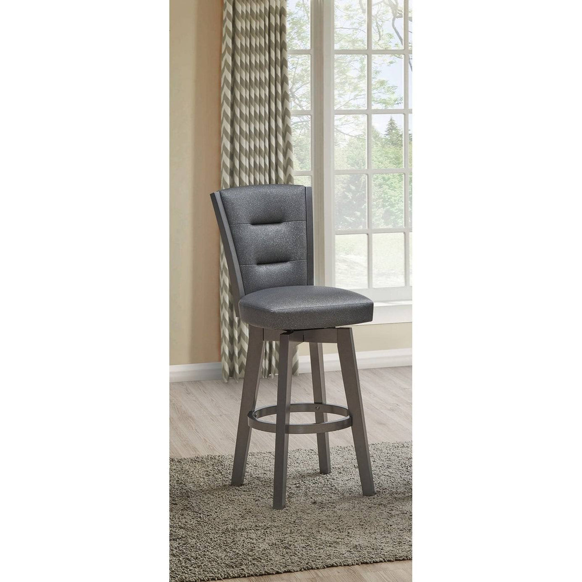 Glitter Grey Faux Leather Bar Chairs, Set of 2 K600